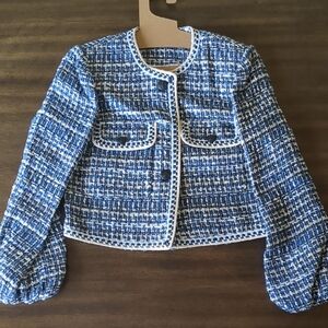 Brand New Veronica Beard Blue Tweed Women's Jacket